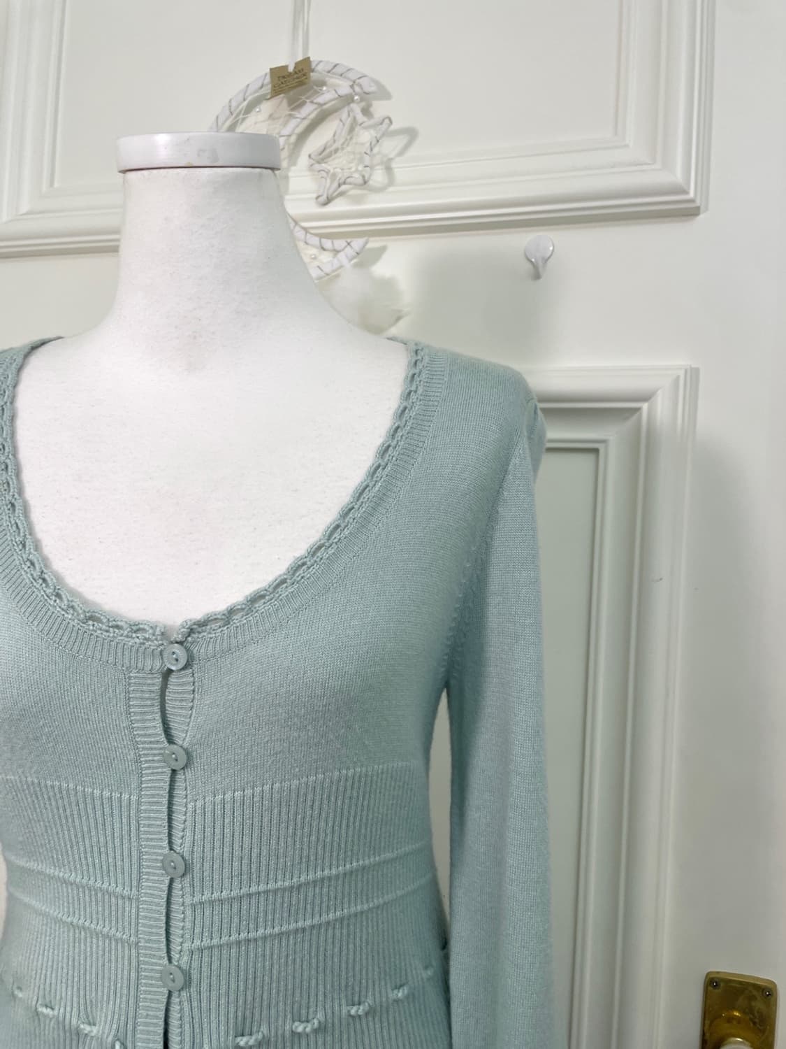 mint lace-up point puff slim cardigan 상품이미지7