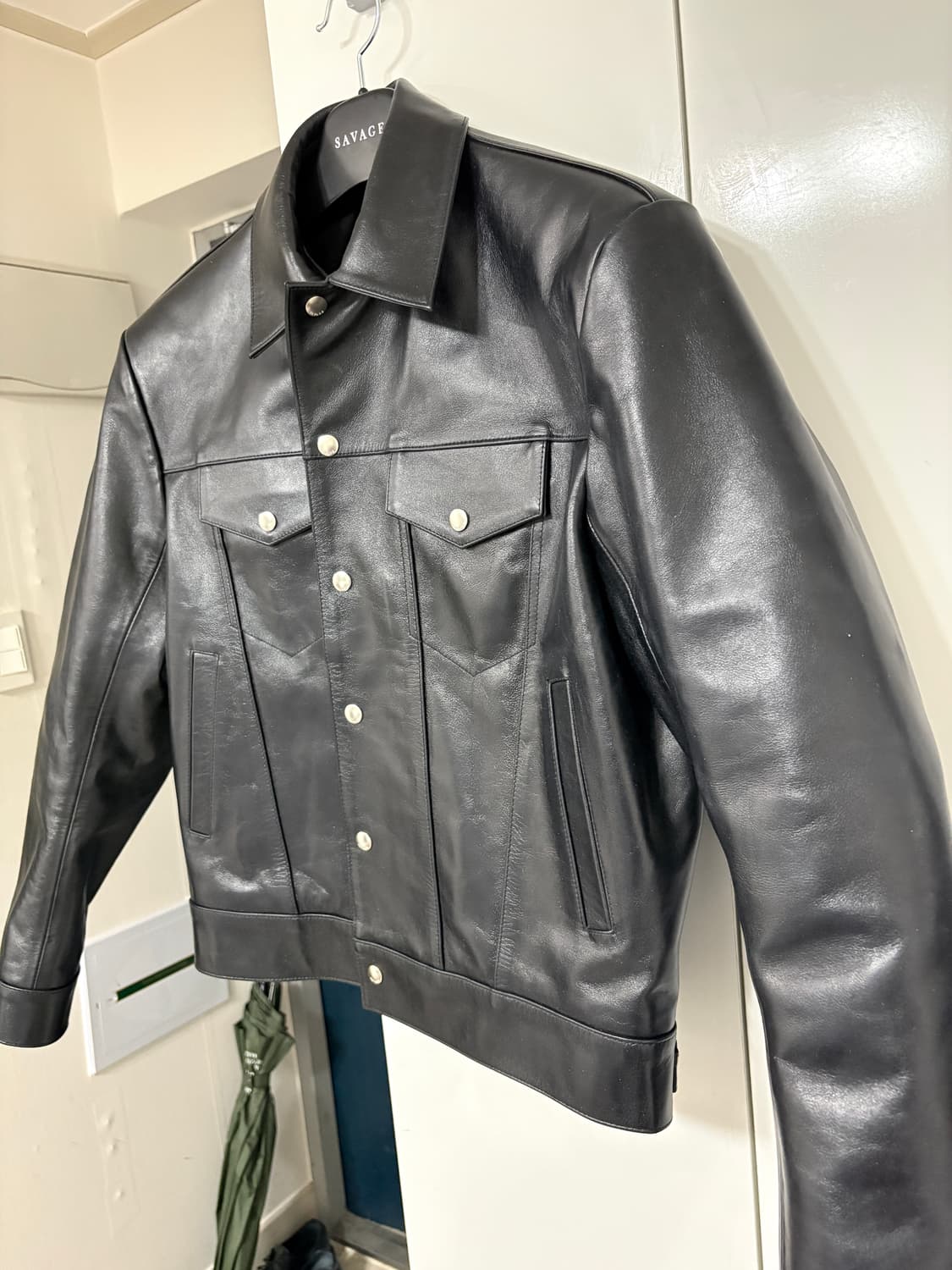 [XL] 새상품 세비지(savage) 레더 트러커 자켓(leather t 상품이미지4