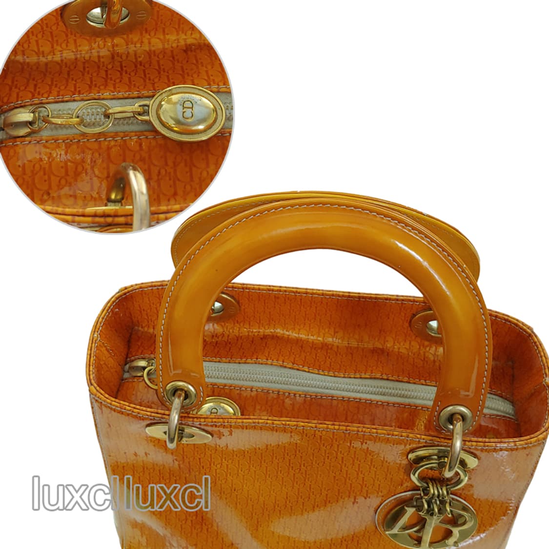 [정품] 크리스찬 디올 페이턴트 오블리크 빈티지 레이디백 상품이미지7