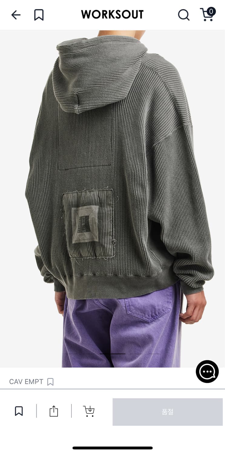 OVERDYE WIDE RIB CUT ZIP HOODY CHARCOAL 상품이미지3