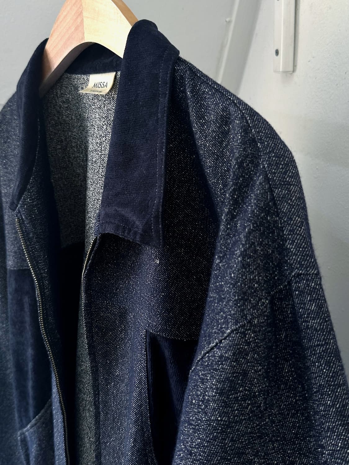 Design knitted panel blouson 상품이미지2