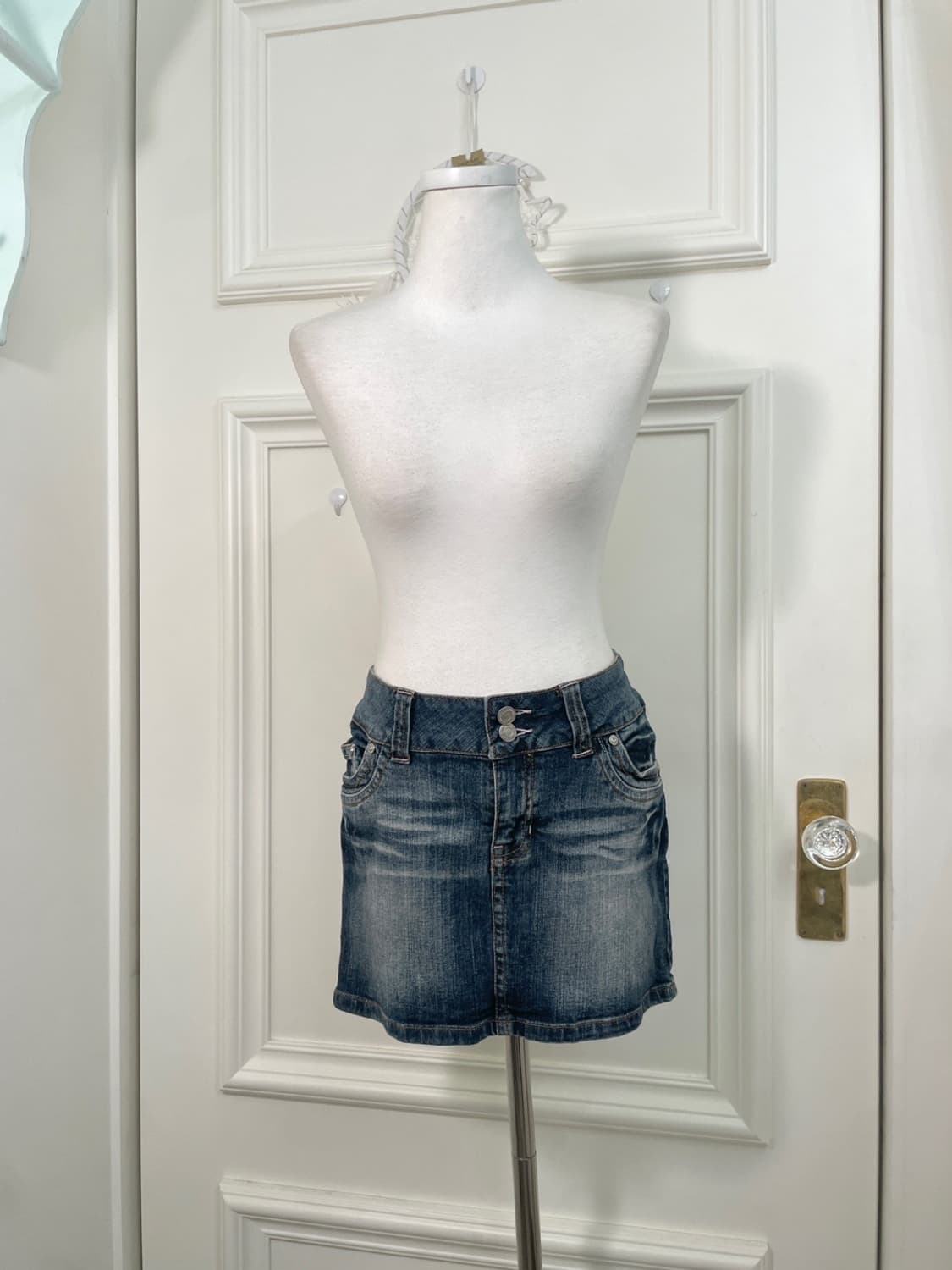 denim back heart cubic mini skirt 상품이미지2