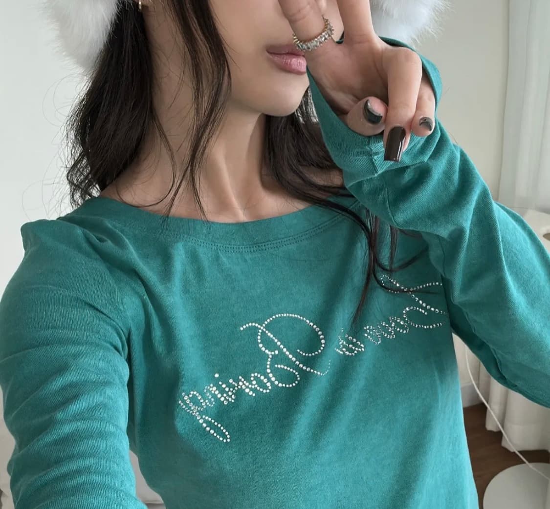 벤에시 love is boring long sleeve 민트 y2k  상품이미지2