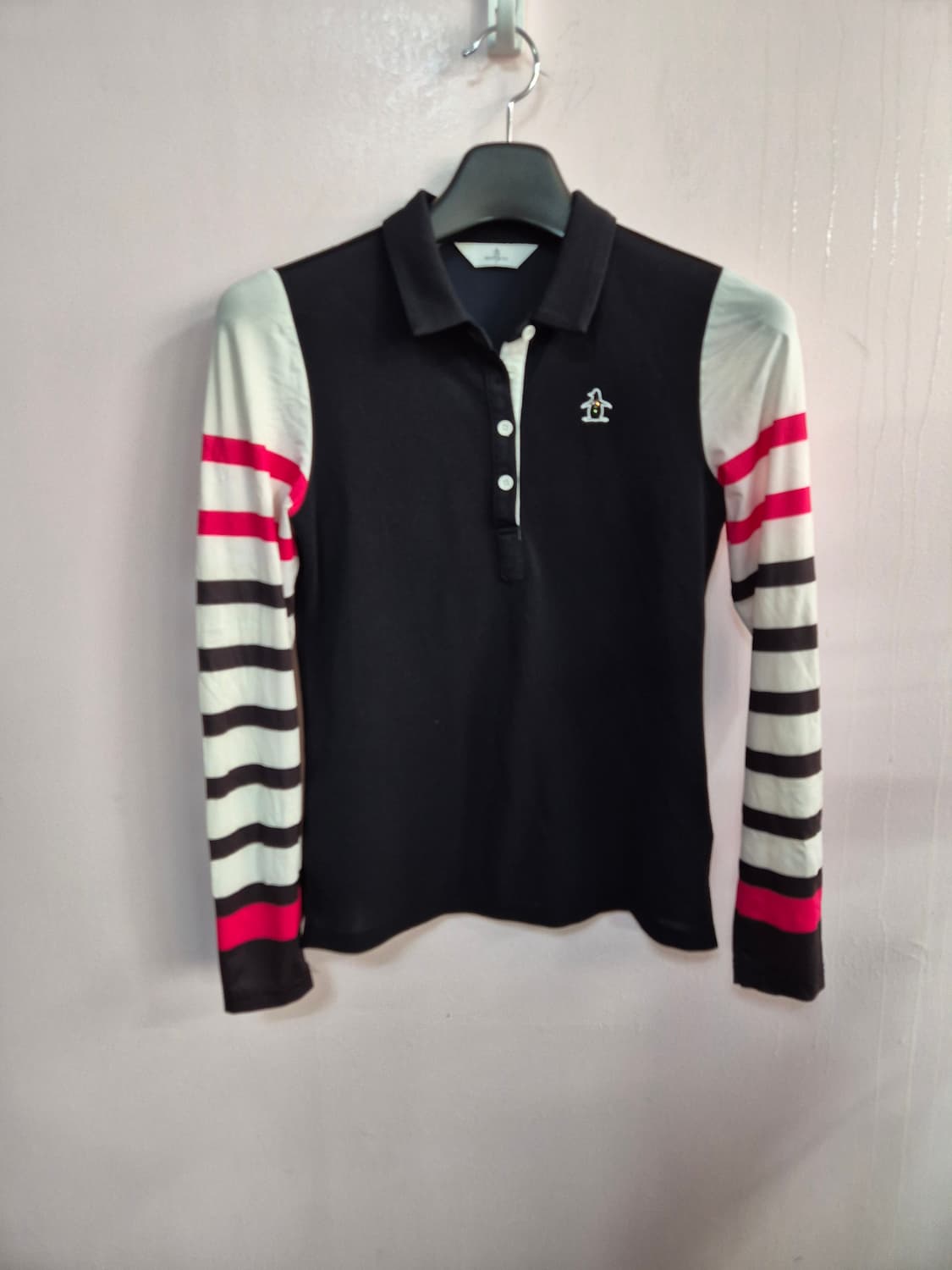 먼싱웨어 블랙 스트라이프 긴팔 폴로티셔츠 상품이미지2