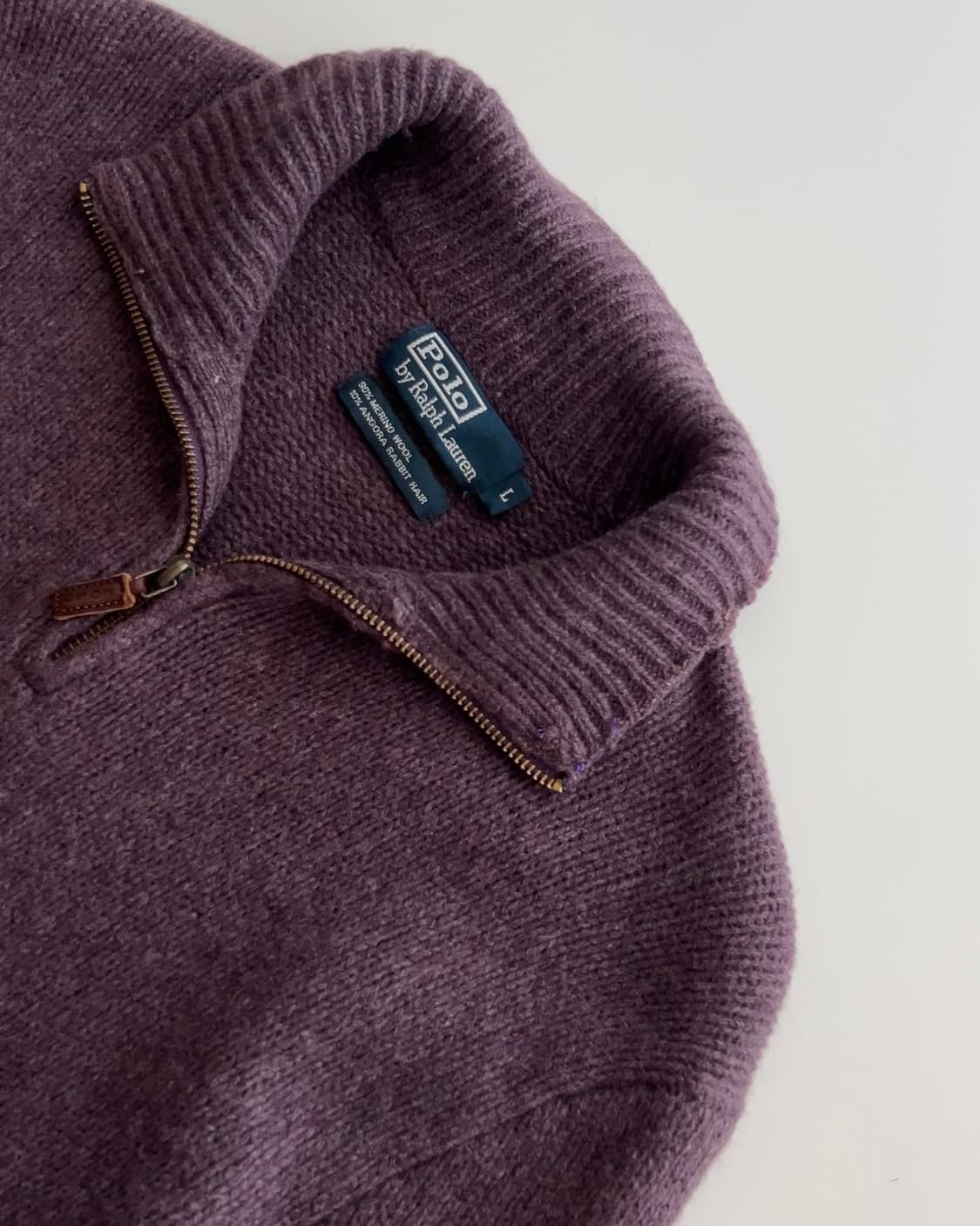 폴로 랄프로렌 메리노울 앙고라 반집업 니트 L 상품이미지2