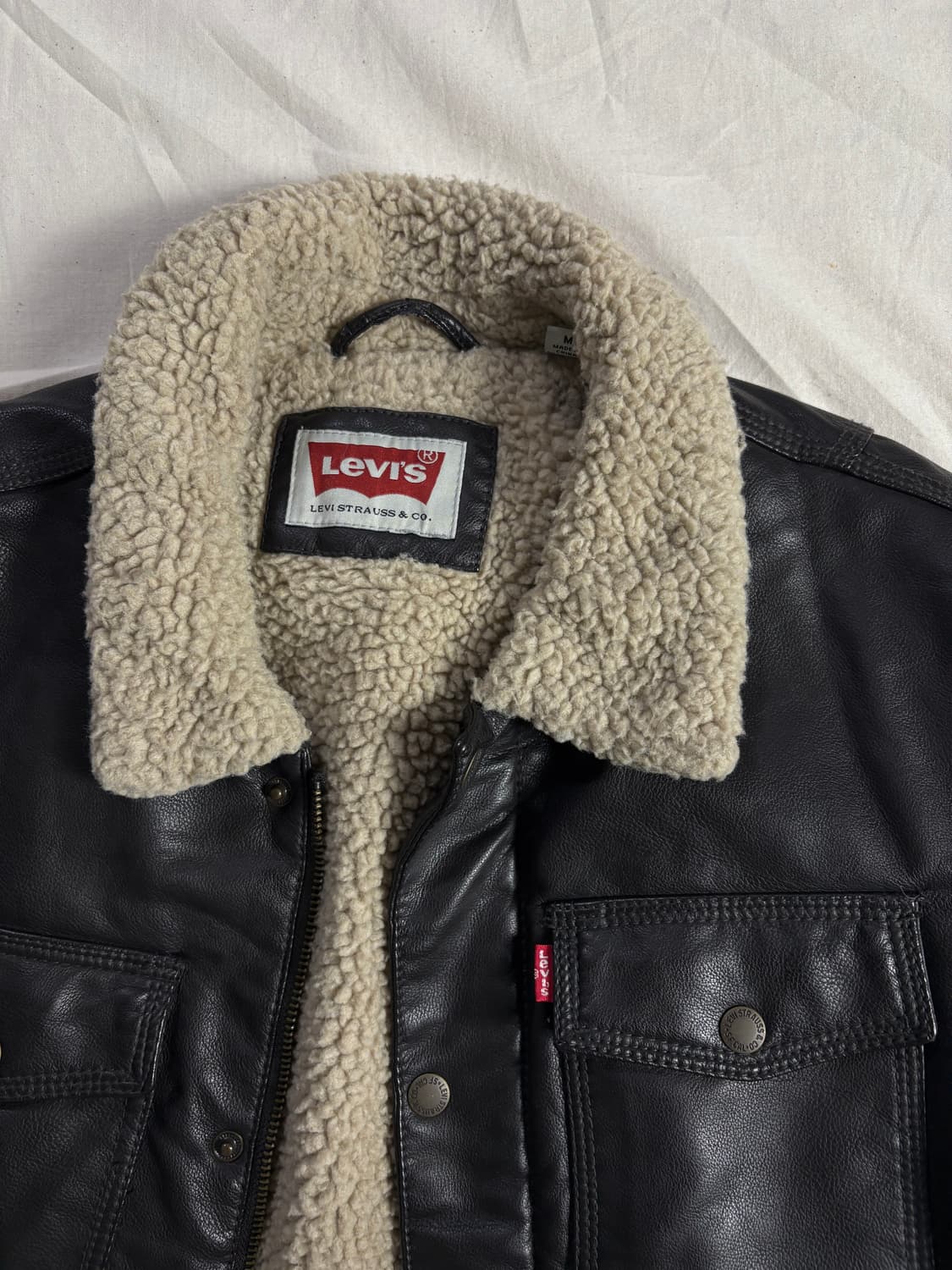 Levis 리바이스 비건레더 쉐르파 자켓 M 상품이미지3