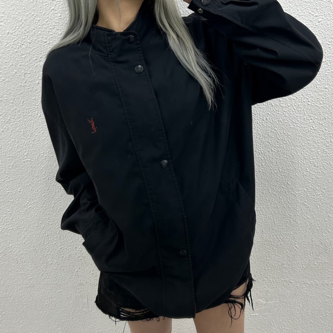 입생로랑 버건디 로고 차콜 자켓 105 상품이미지2