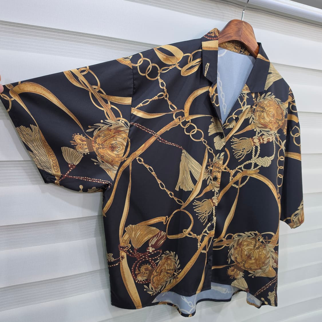 Helm 오버핏 반팔 블라우스 셔츠- 우먼M 상품이미지3