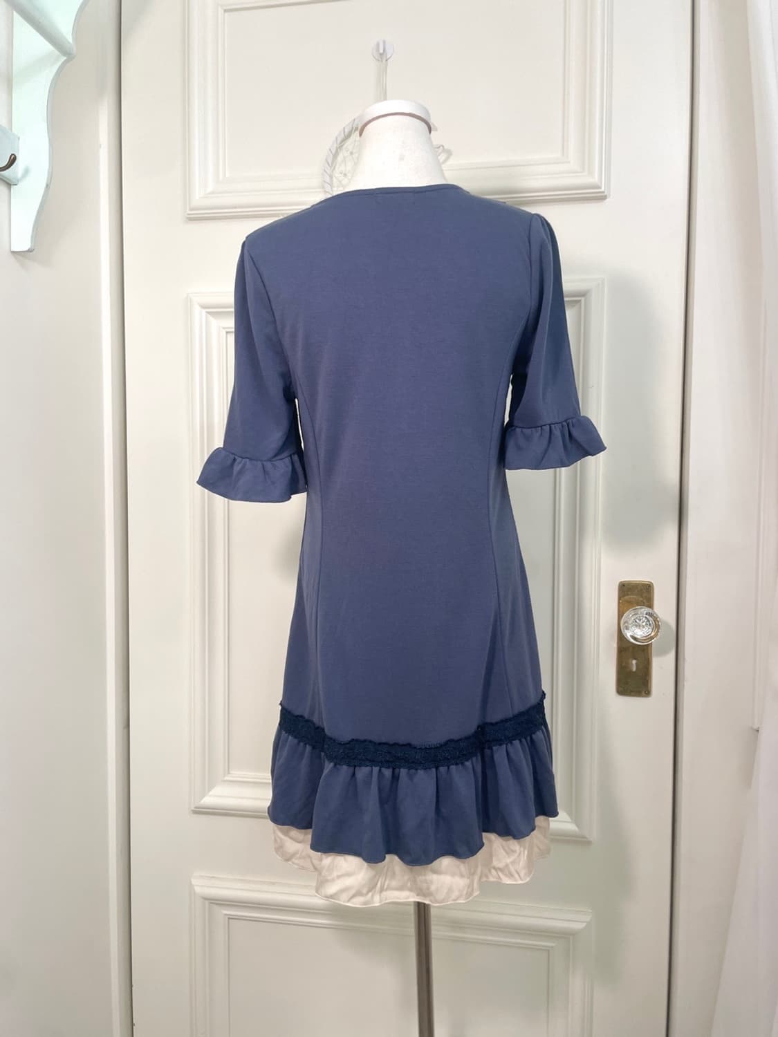 AXES FEMME navy beige layered cotton mid 상품이미지3