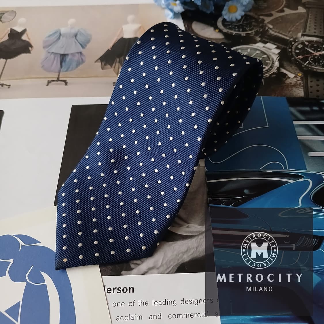 메트로시티 실크 네이비 도트 슬림 넥타이 7.9cm A+등급 A19133 상품이미지1