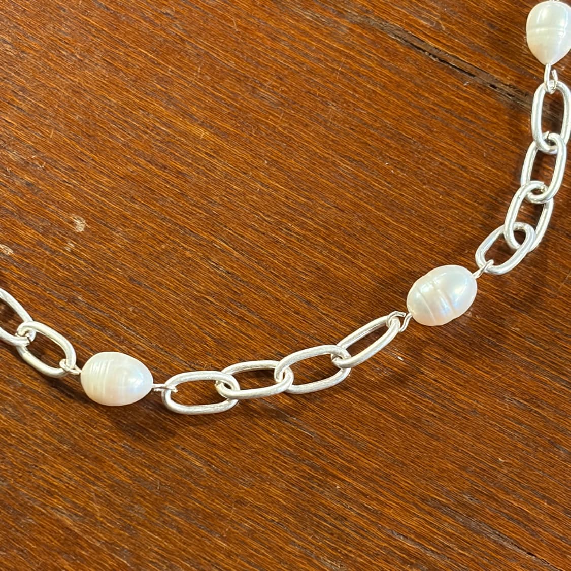 새상품 신주 실버코팅 진주체인 목걸이 상품이미지3