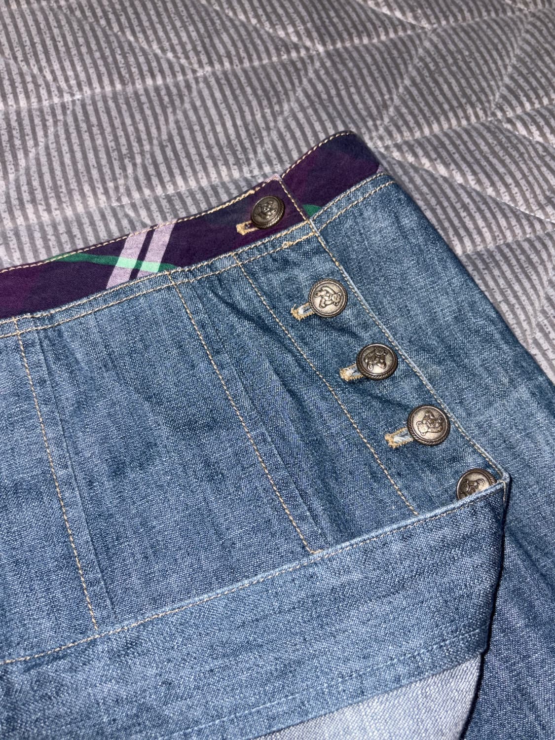 퍼플 체크 데님 스커트 상품이미지7