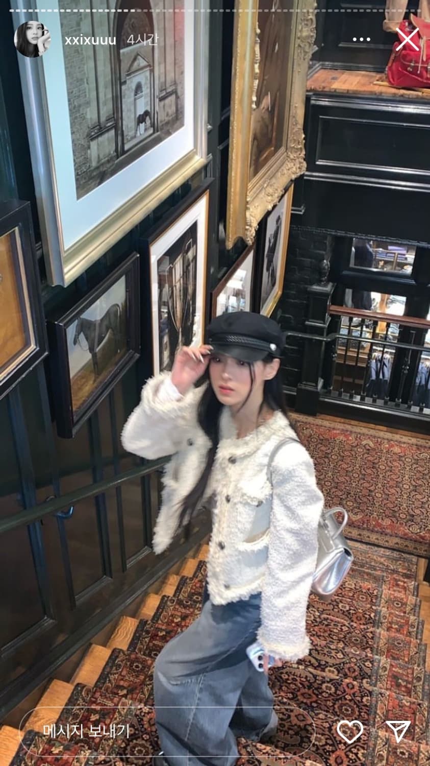 카키포인트 크롭 트위드 자켓 화이트 상품이미지3