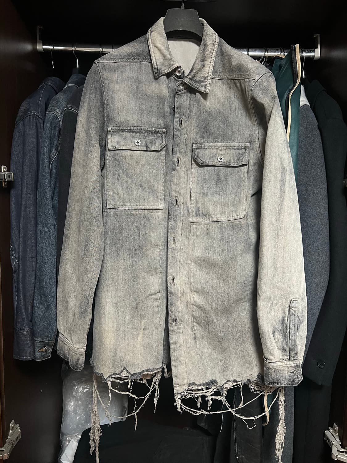 [M] 릭오웬스 다크쉐도우 아우터셔츠 미네랄 프린지드 상품이미지2