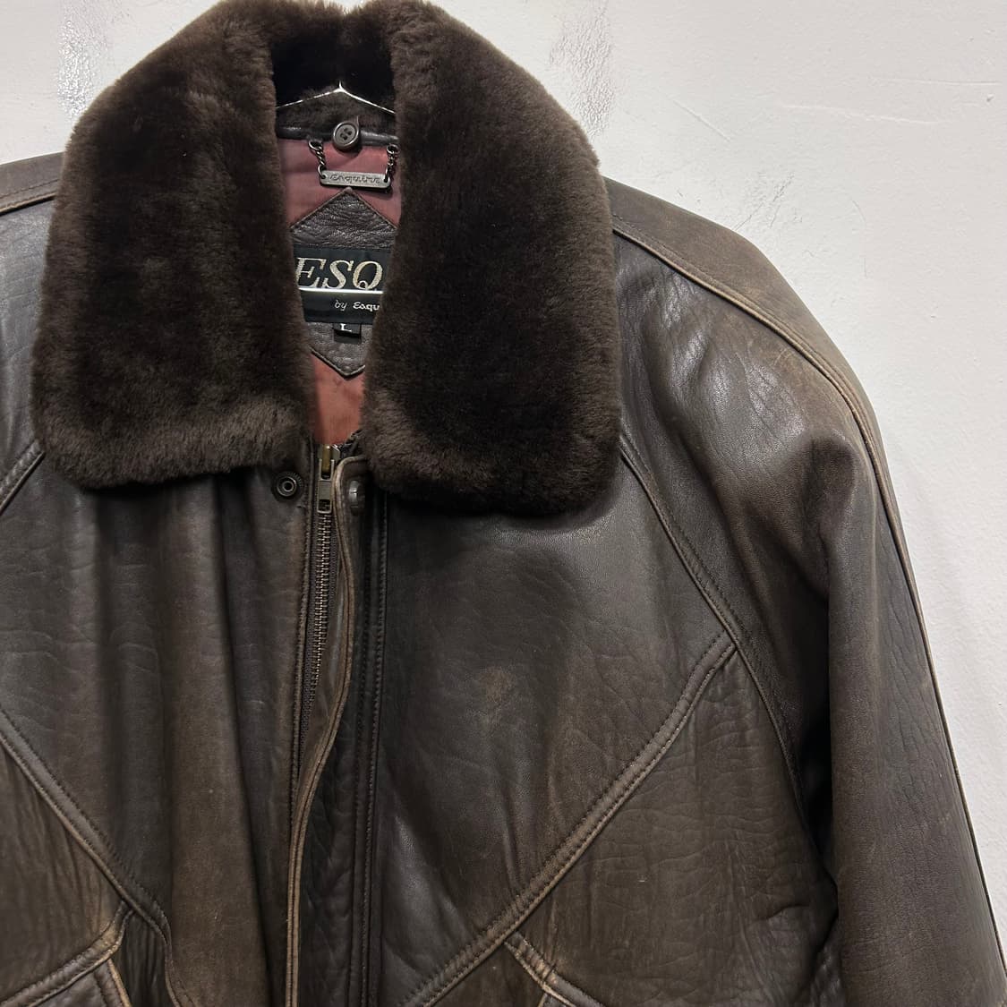 에스콰이어 램스킨 모헤어카라 레더 봄버자켓 상품이미지1