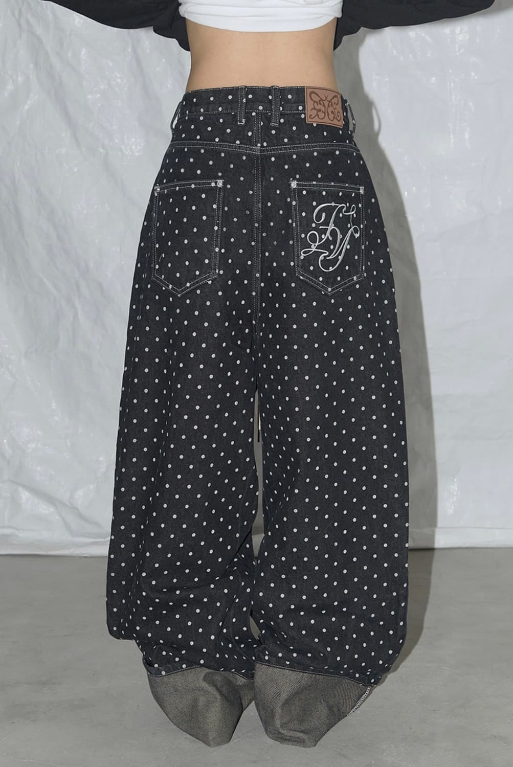팬시클럽 도트 데님 팬츠 STRING DOT ROLL-UP PANTS 상품이미지1