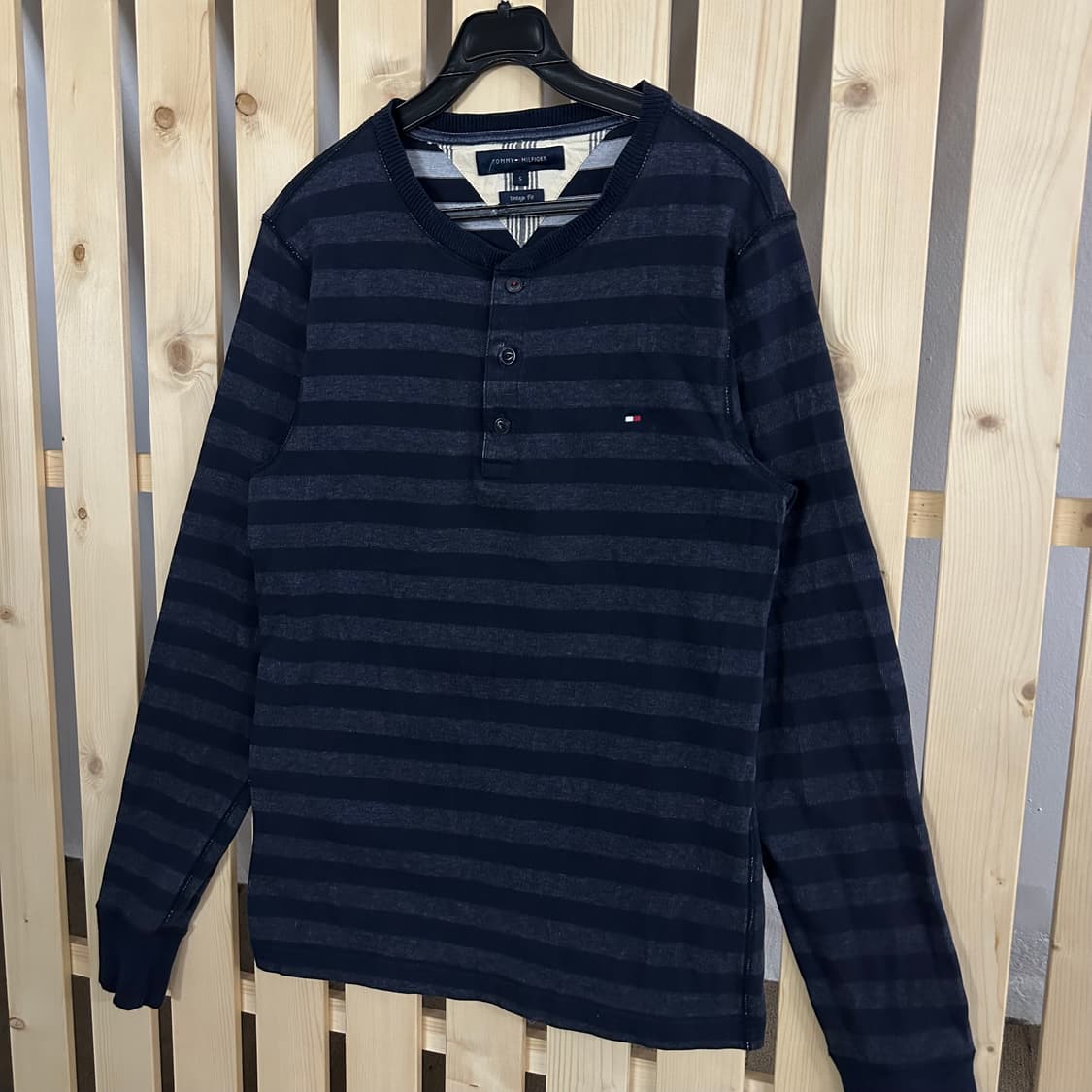 (S) 타미힐피거 스트라이프 헨리넥 롱슬리브 티셔츠 상품이미지2
