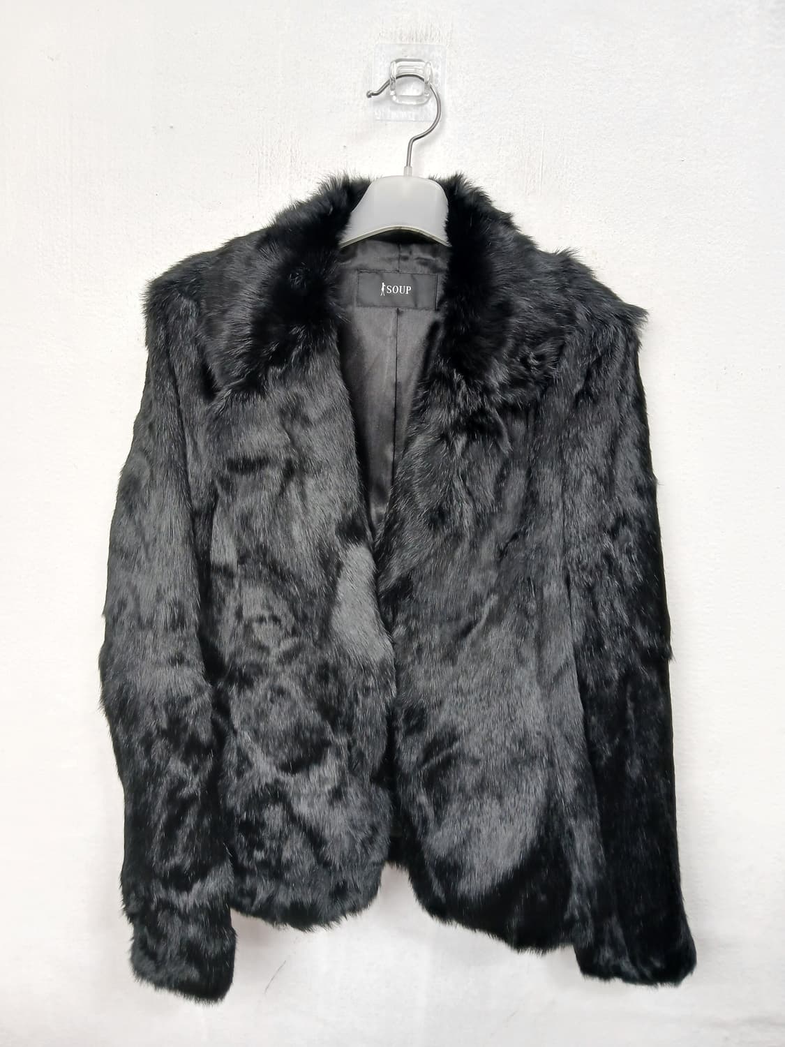 SOUP 블랙 천연토끼털 퍼 자켓 90 S 상품이미지2