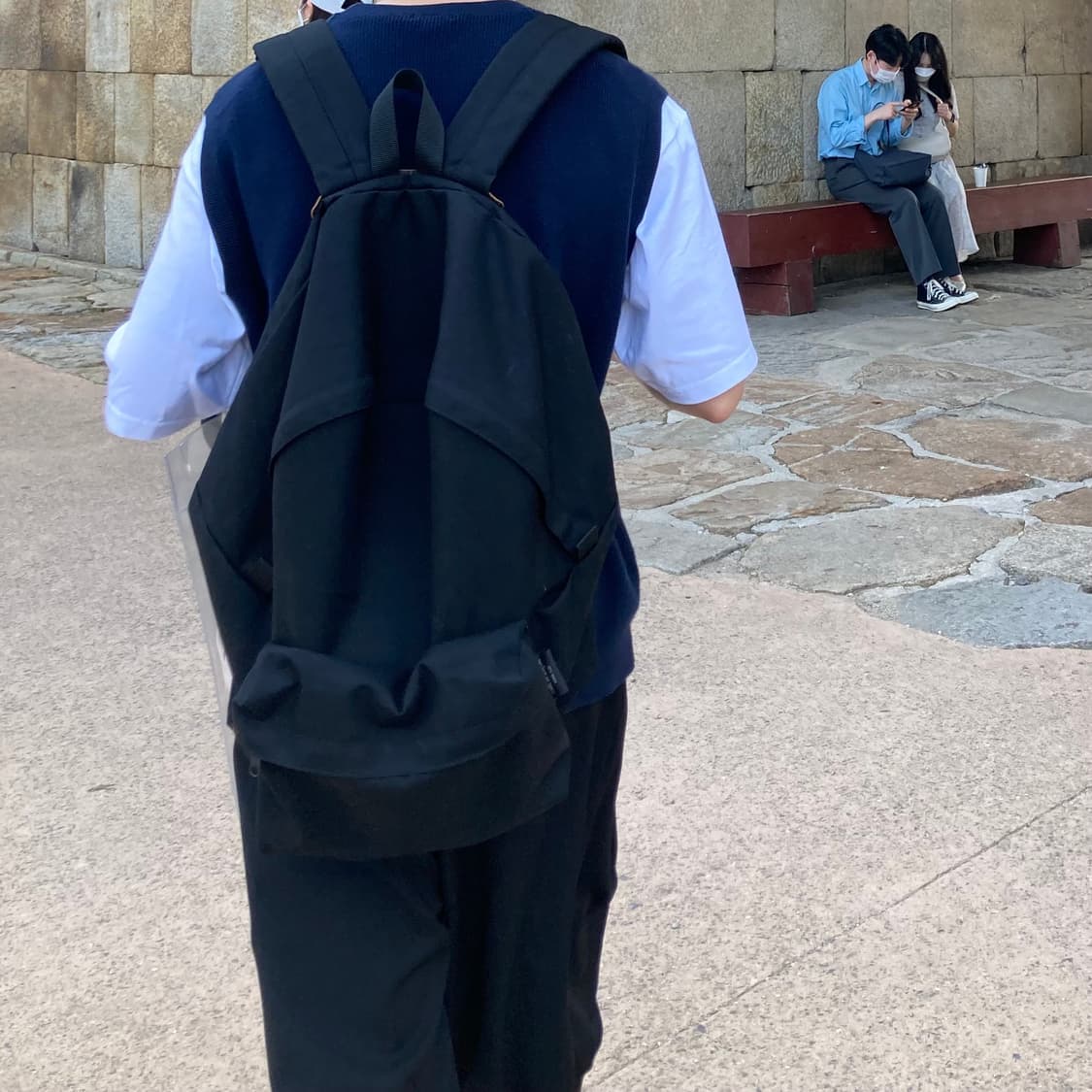 꼼데가르송 옴므 플러스 가죽 패치 데이팩 백팩 블랙 상품이미지10