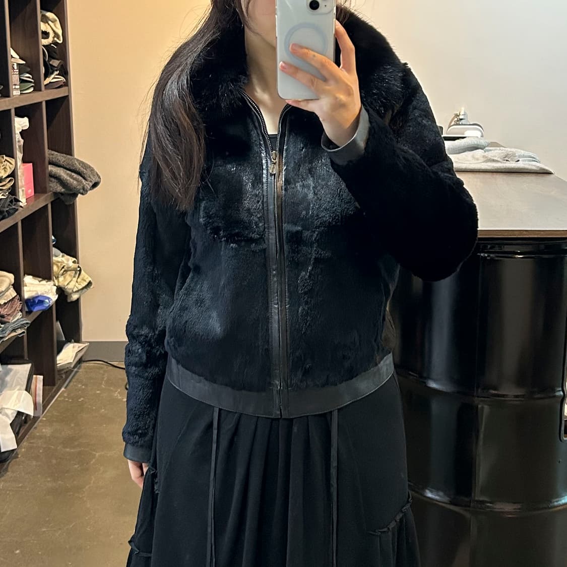 블랙 리얼 퍼 자켓 상품이미지2