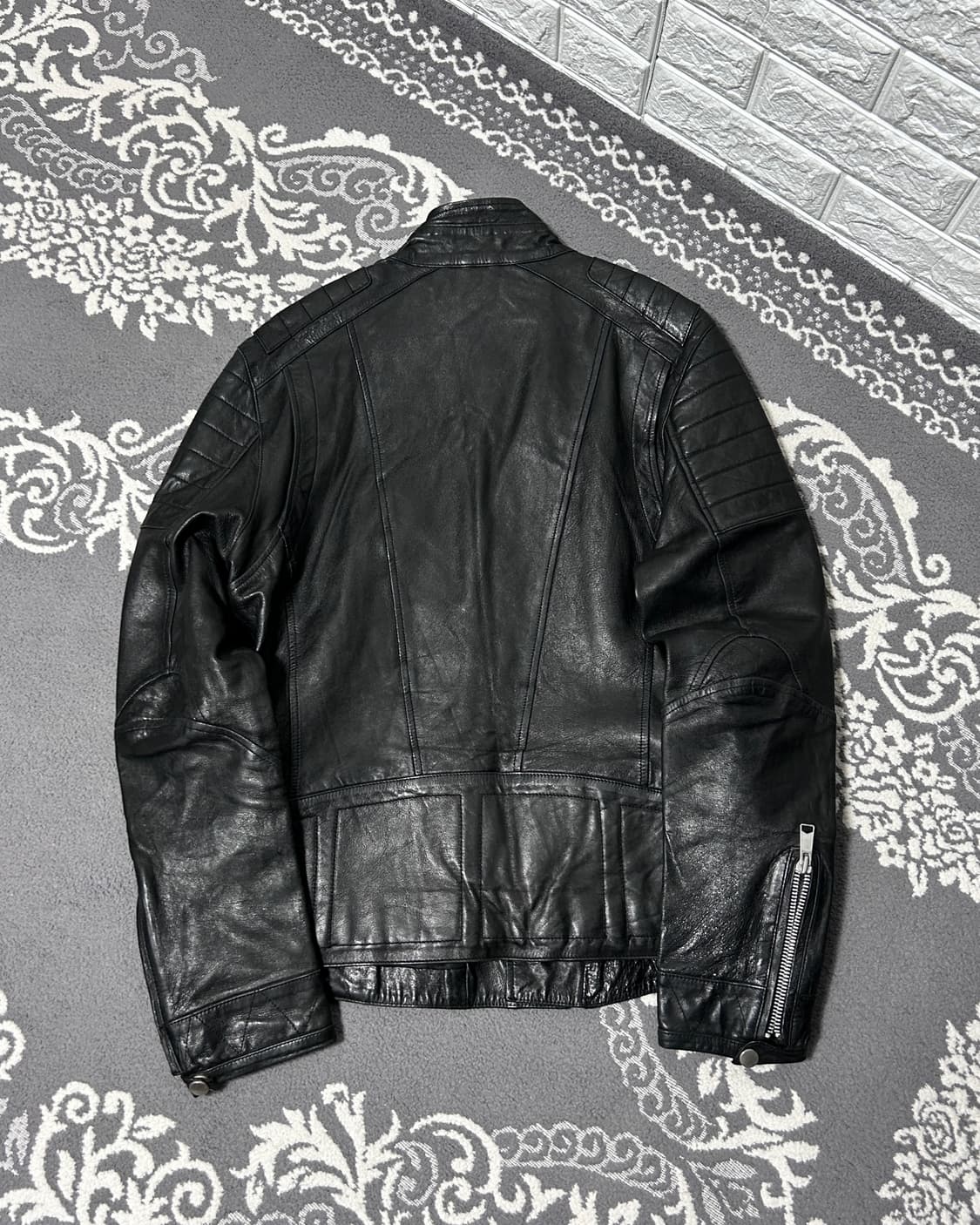 사선 레더 바이커 자켓 상품이미지7