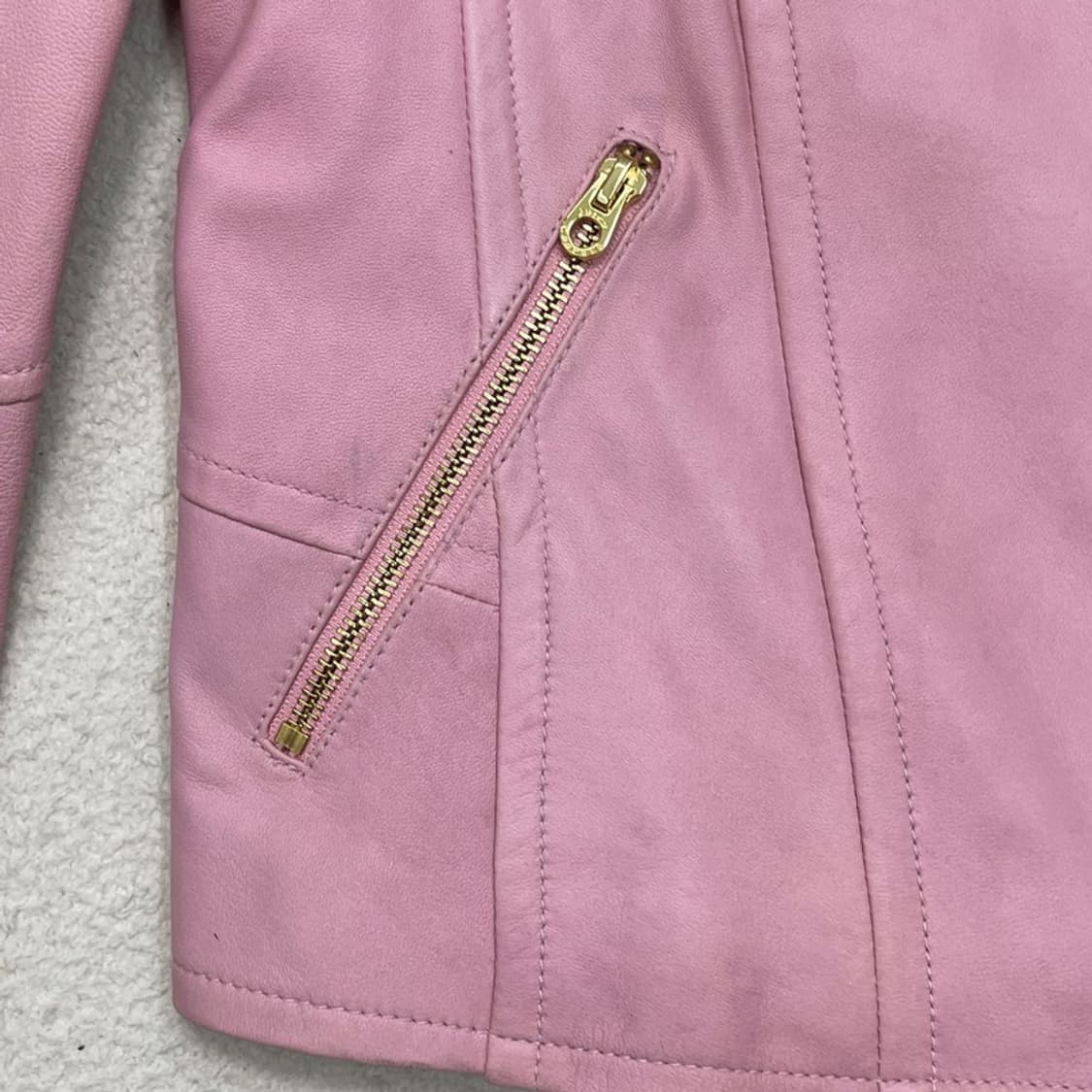 JUICY COUTURE 양가죽 라이더 자켓 핑크 XS 상품이미지4