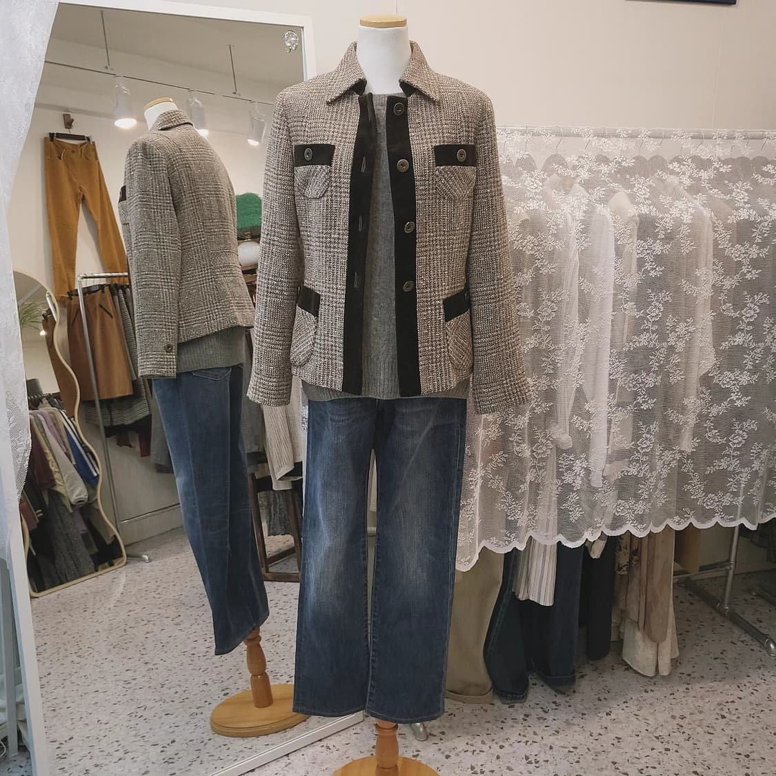 Sept fois 벨벳트리밍 트위드자켓(Italy fabric) 상품이미지2