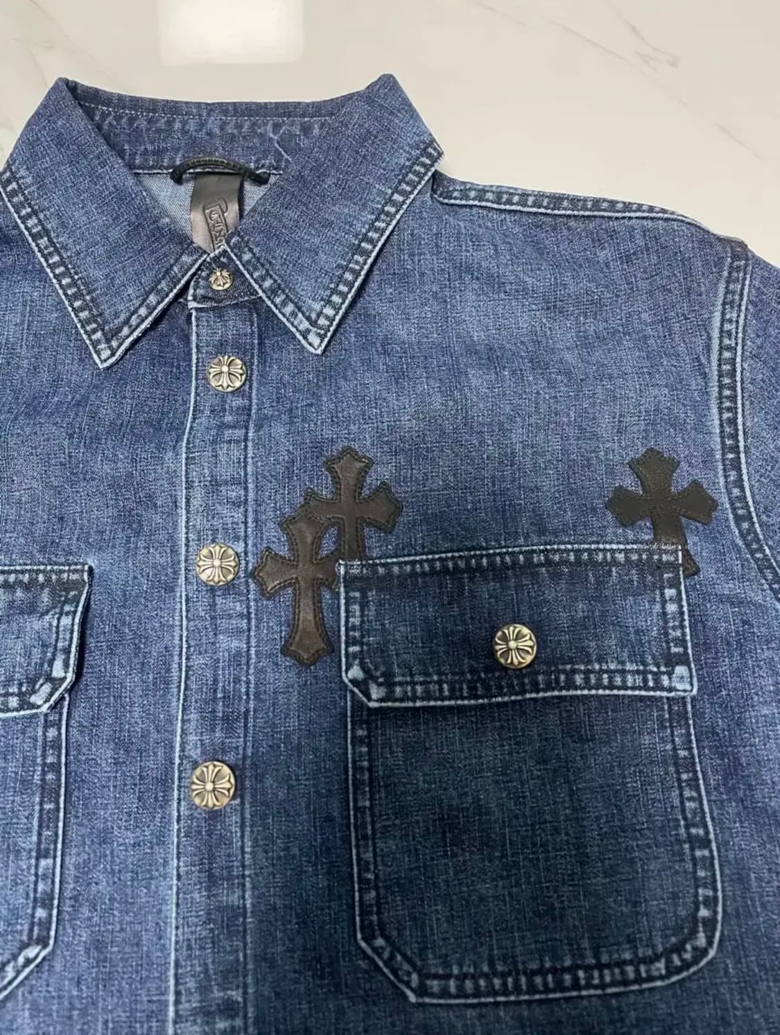 새상품 신형 1of1 크롬하츠 레더패치 데님 워크독 자켓 L 영수증O 상품이미지2