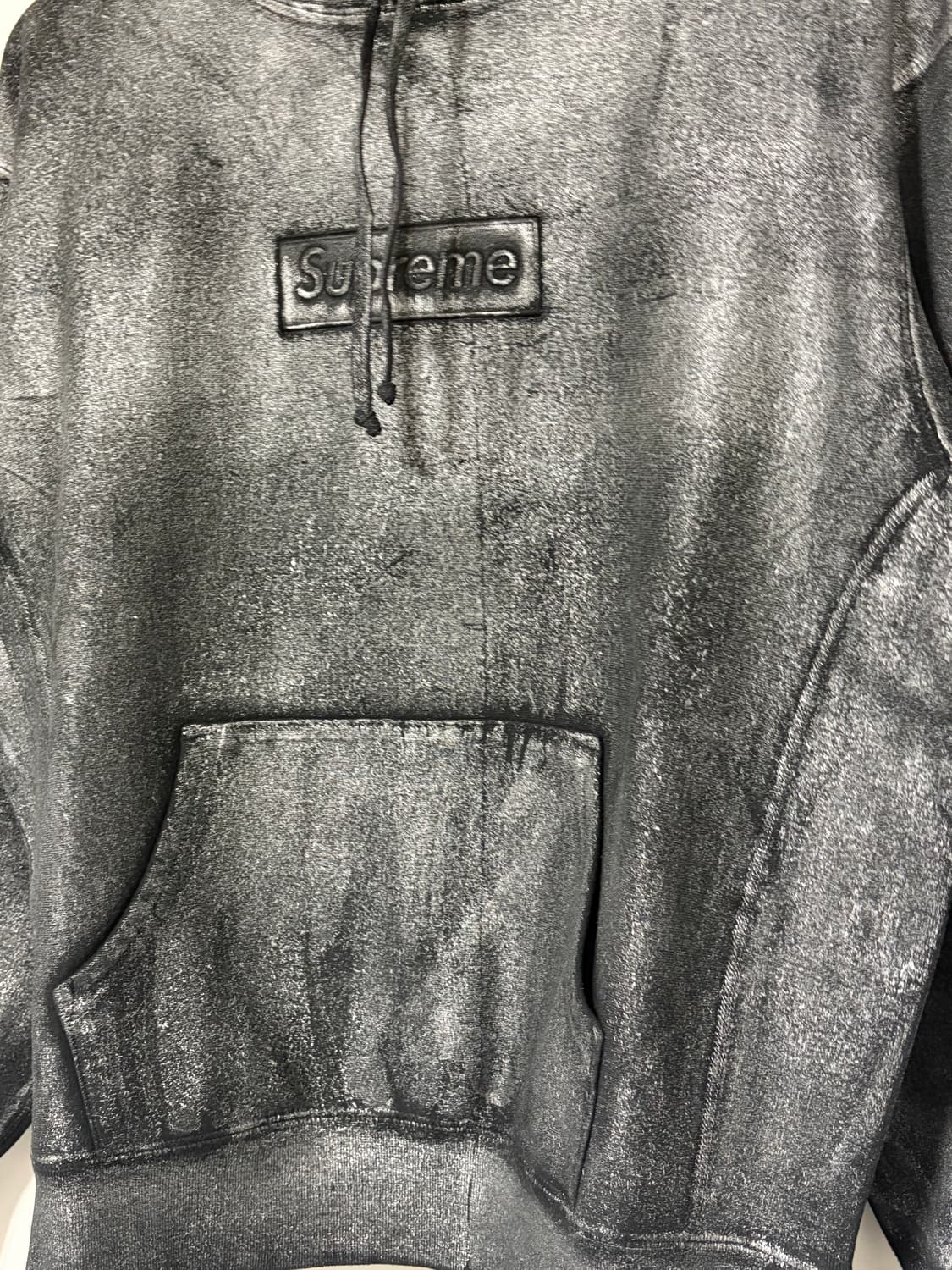 슈프림 x MM6 24SS 포일 박스로고 후드 블랙 S 상품이미지4