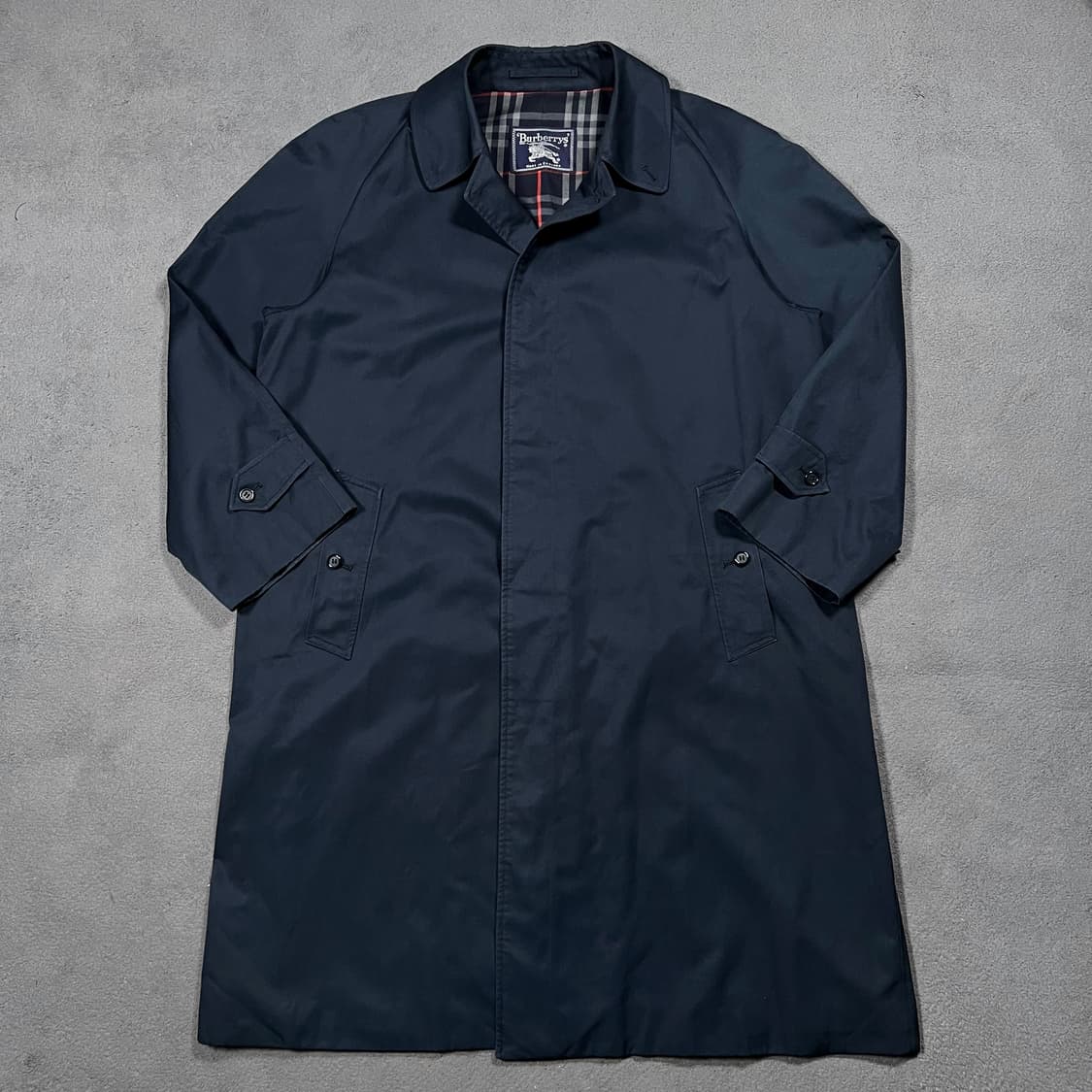 90's 버버리 네이비 싱글 트렌치 코트 상품이미지1