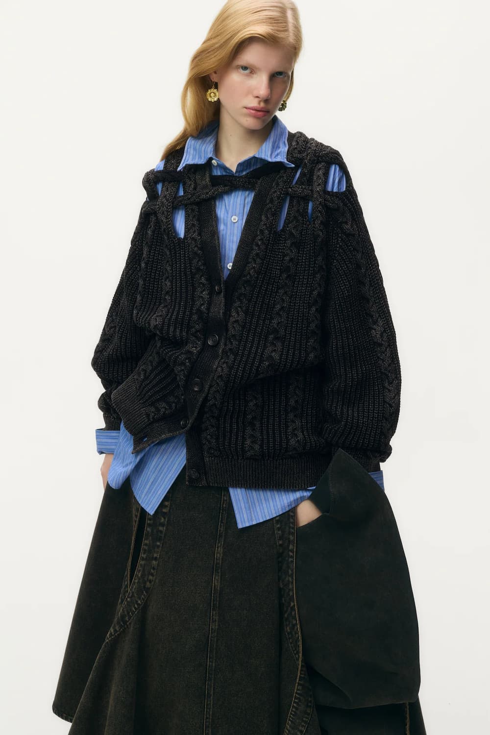 H&M 글렌마틴스 케이블 니트 가디건 xs 상품이미지1