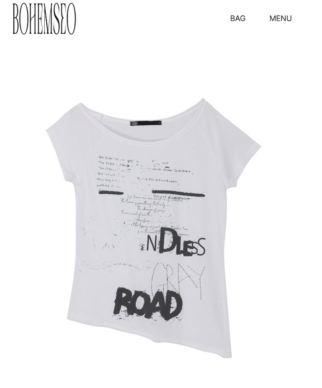 FUNKY SCOOP NECK TEE SCRIBBLE, WHITE 상품이미지1