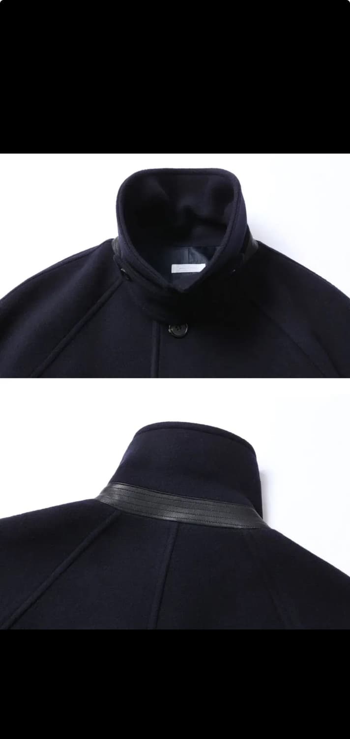 우드비 울 모사 레더 트림 코트 네이비 1사이즈 (95-100) 상품이미지4