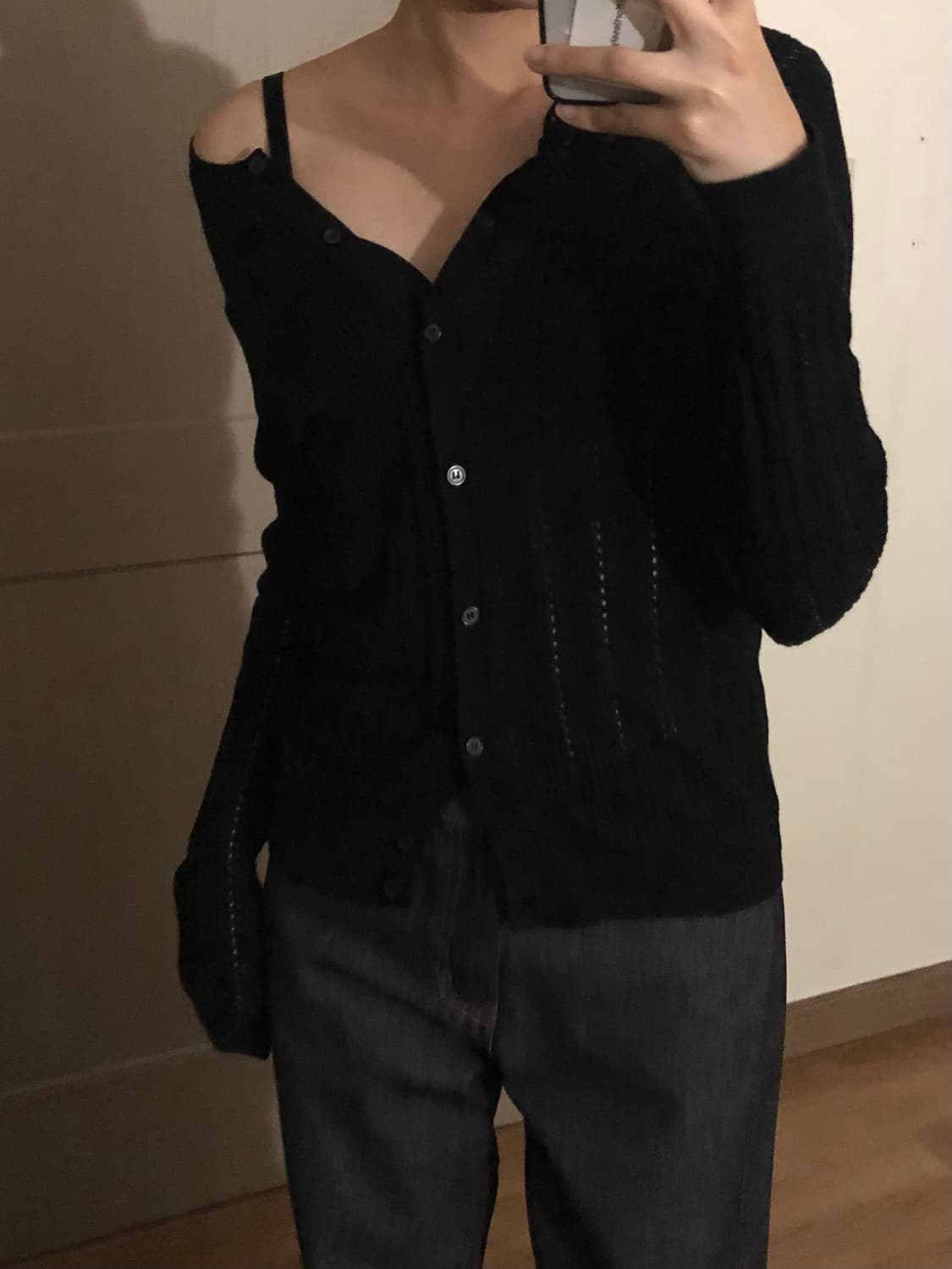 펀칭 가디건 블랙 상품이미지3