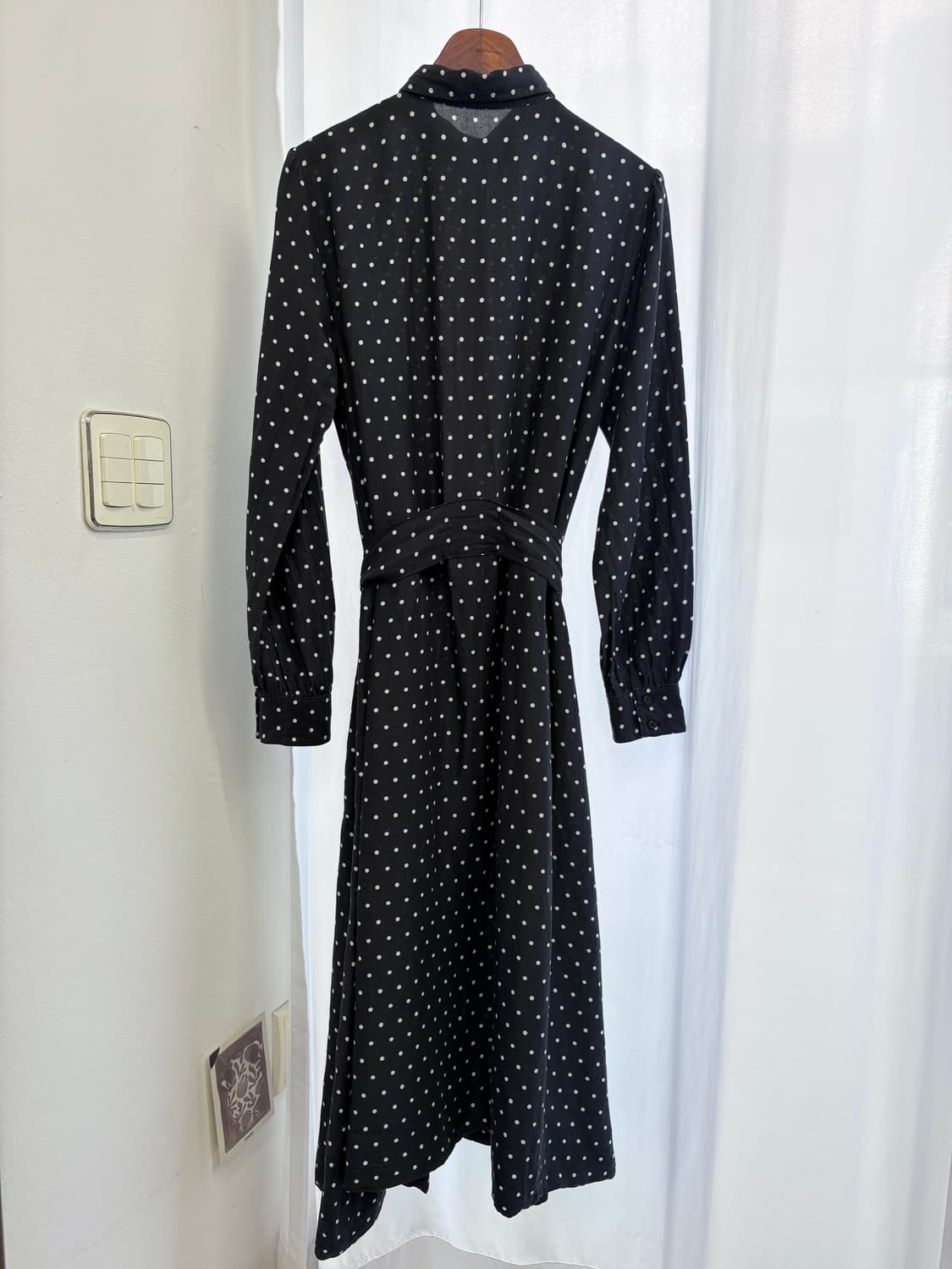 MOUSSY 도트 네이비 로브 맥시 롱 원피스 JPN  상품이미지5
