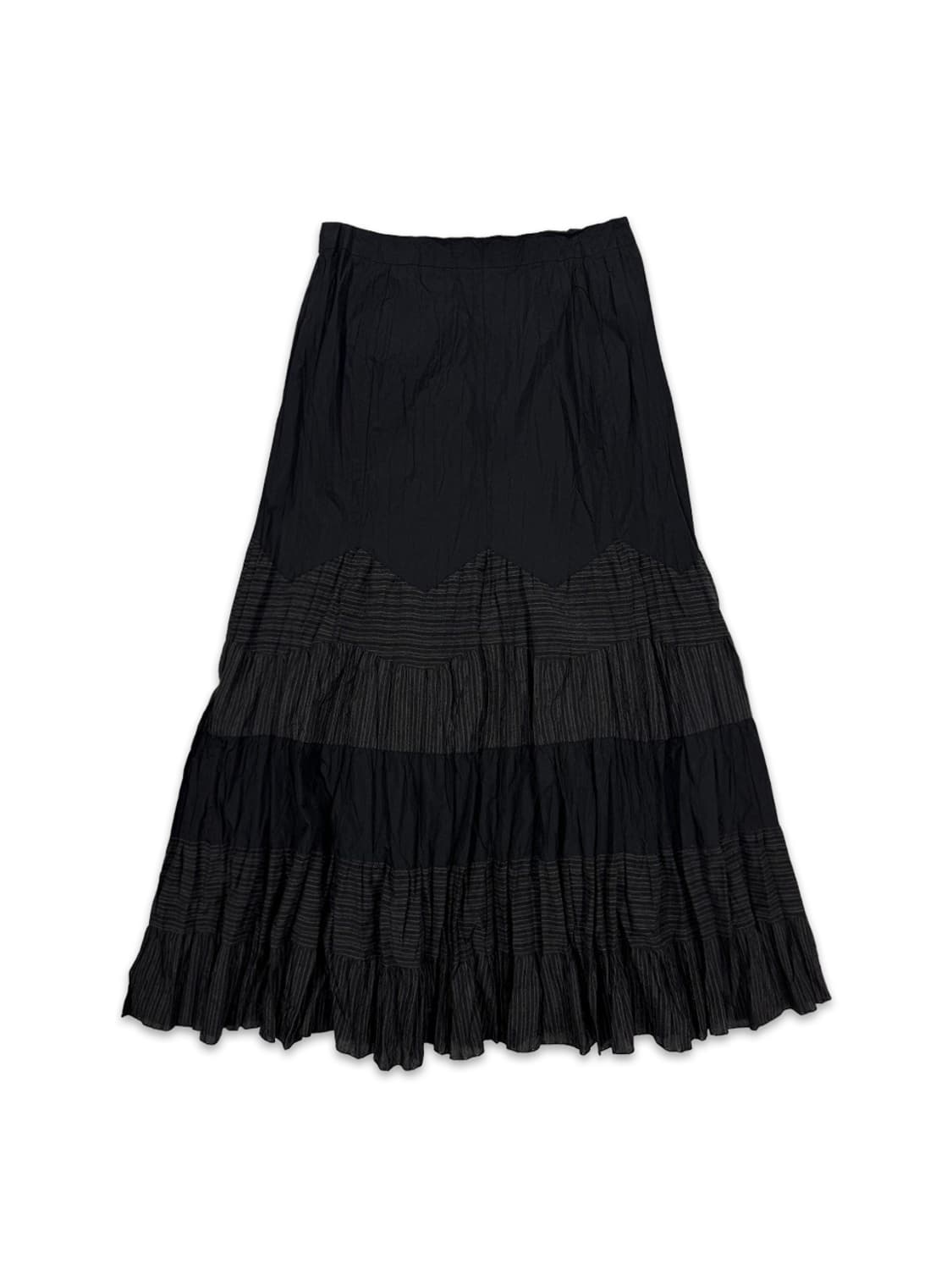 빈티지 블랙 스트라이프 롱 스커트 상품이미지1