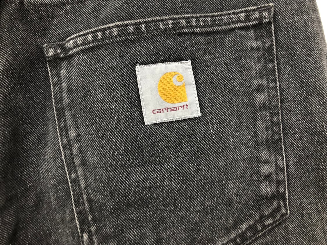 칼하트wip 블랙 워시드 흑청 와이드 데님팬츠 30 상품이미지5