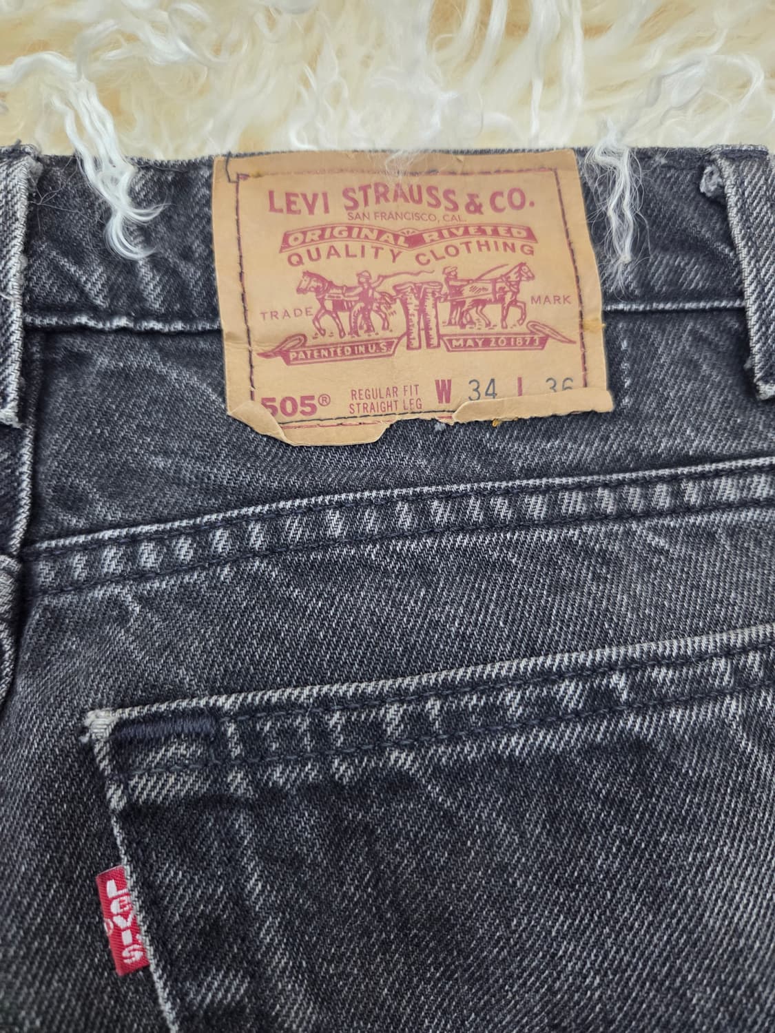 90's 리바이스 505 블랙 데님 USA 상품이미지3
