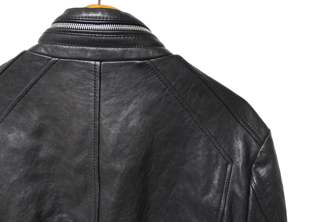 지이크 하이넥 램스킨 싱글레더 자켓 상품이미지6