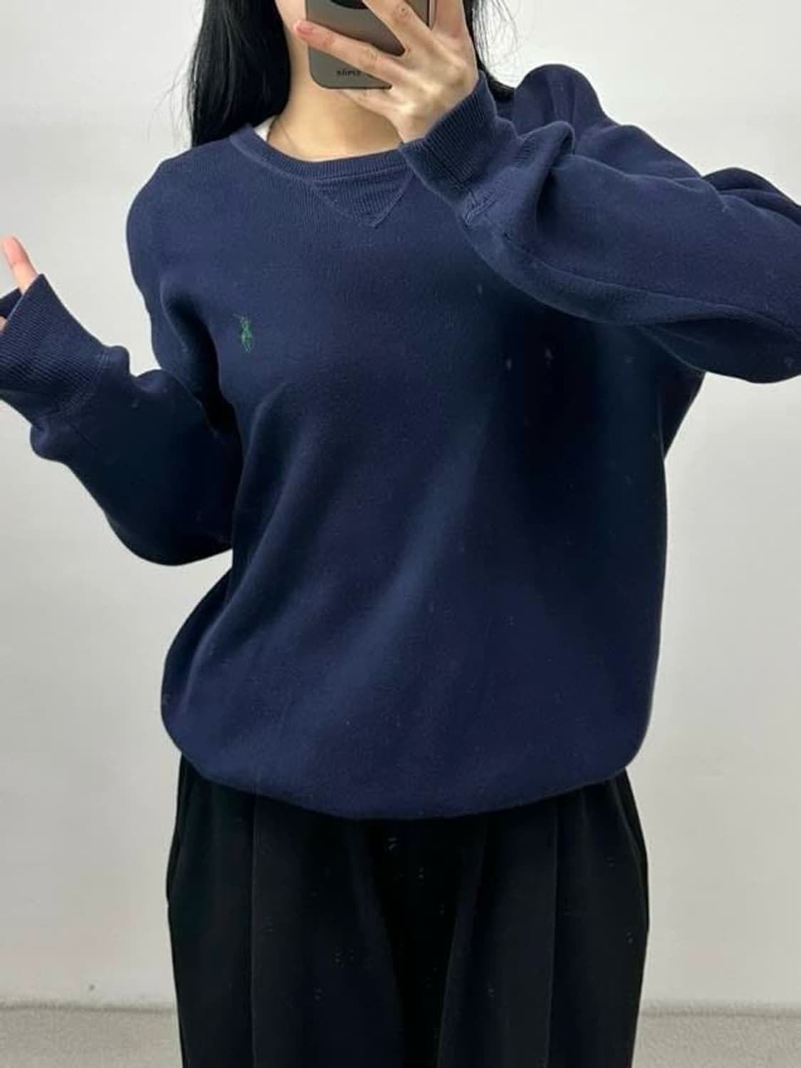 폴로 랄프로렌 네이비 코튼 니트(S) 상품이미지1