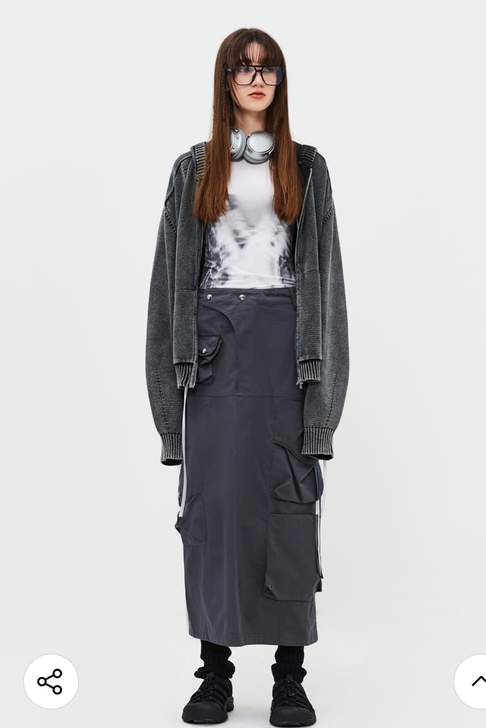 엘무드 피스 다이드 후디 니트 집업 스테인 차콜 상품이미지5