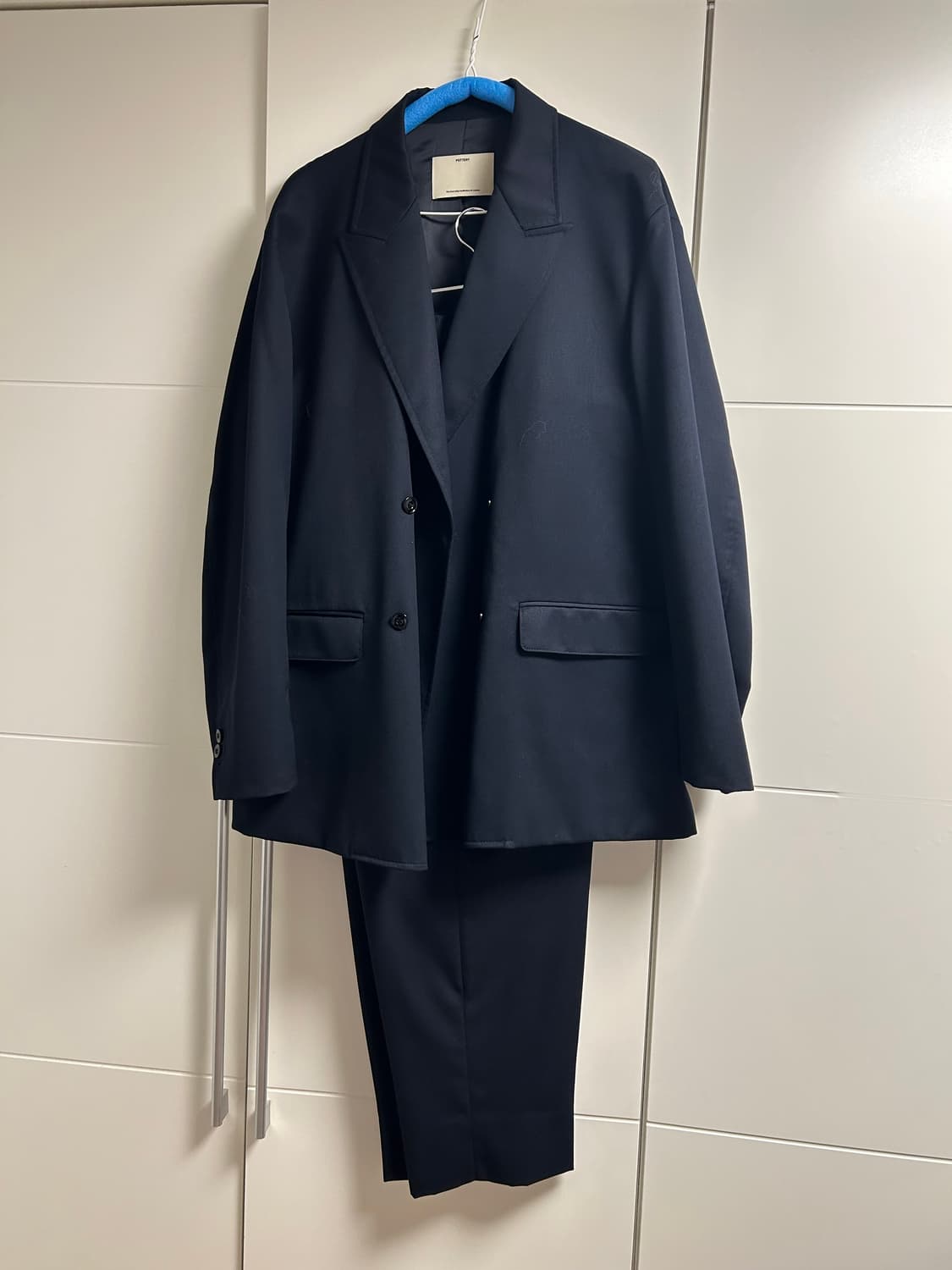 포터리 네이비 울 더블 브레스티드 셋업 (상의3, 하의4) 상품이미지1