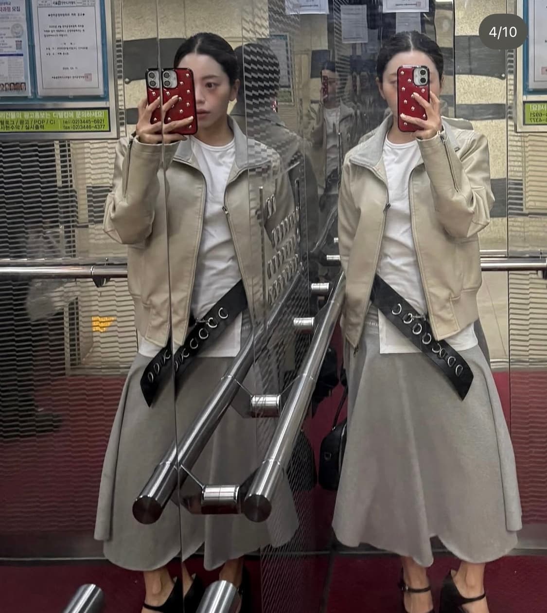 밀로우먼 리브드 레더 워크 자켓 상품이미지4