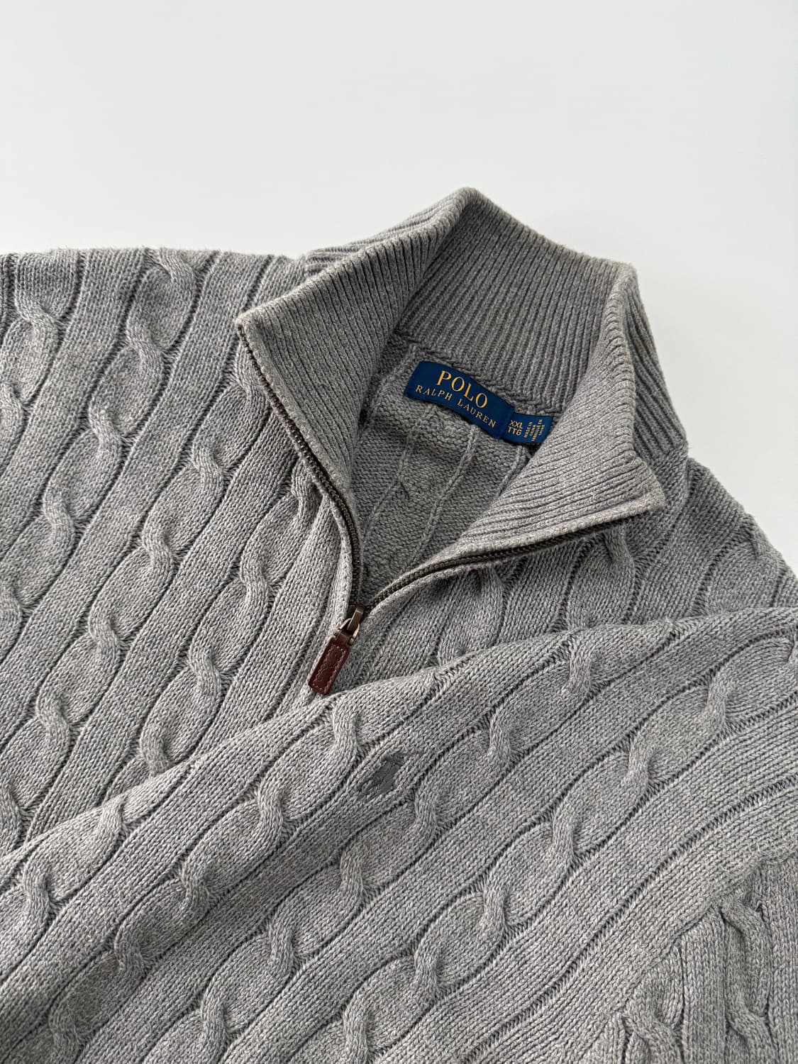 폴로 랄프로렌 오버사이즈 신형 코튼 꽈배기 하프집 니트 상품이미지2