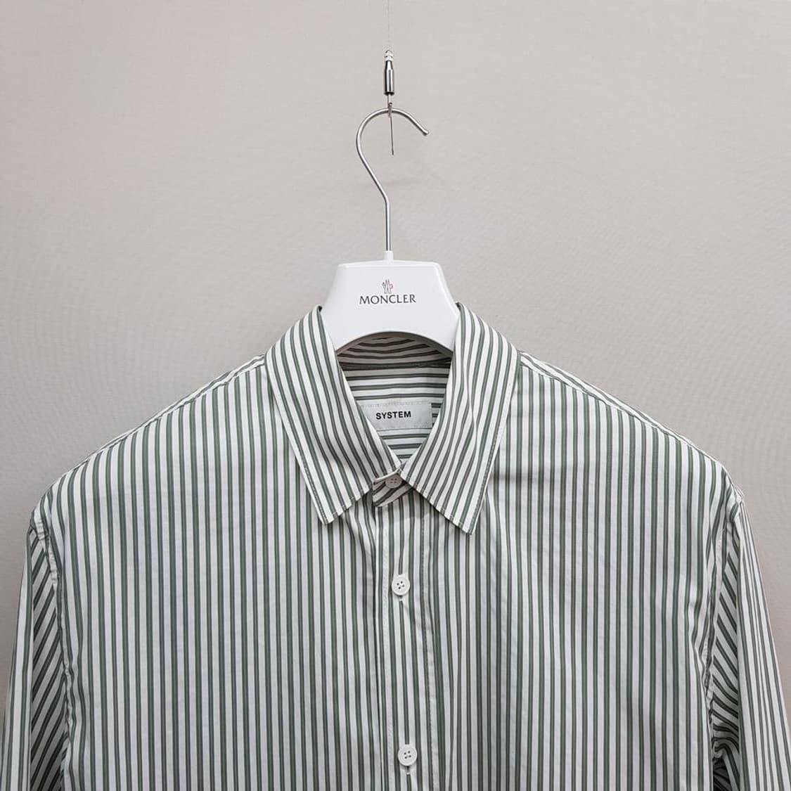 한섬 시스템 2023 그린 스트라이프 코튼 셔츠 100사이즈 상품이미지2