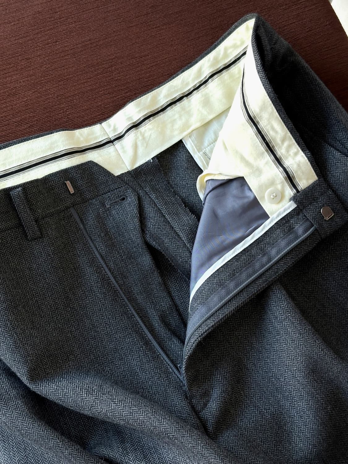 Tweed design 2 tuck wide straight slacks 상품이미지2