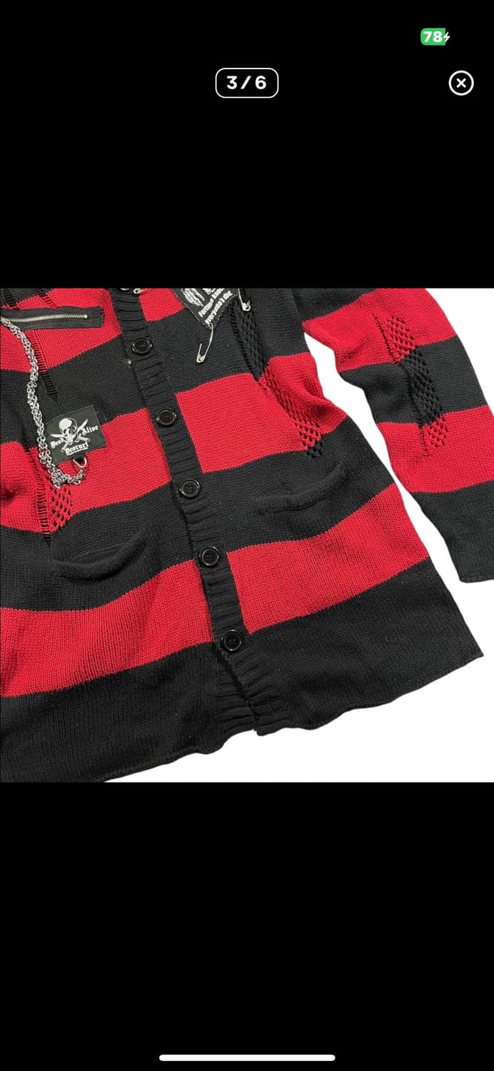 [DEORART] 디오라토 펑크 스트라이프 데미지 가 디건 상품이미지3