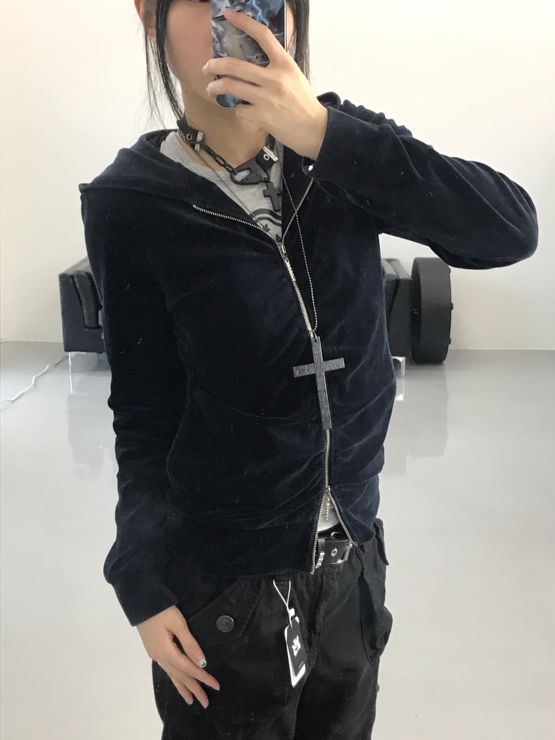 Talassio Velvet Zip Up Hoodies 상품이미지3