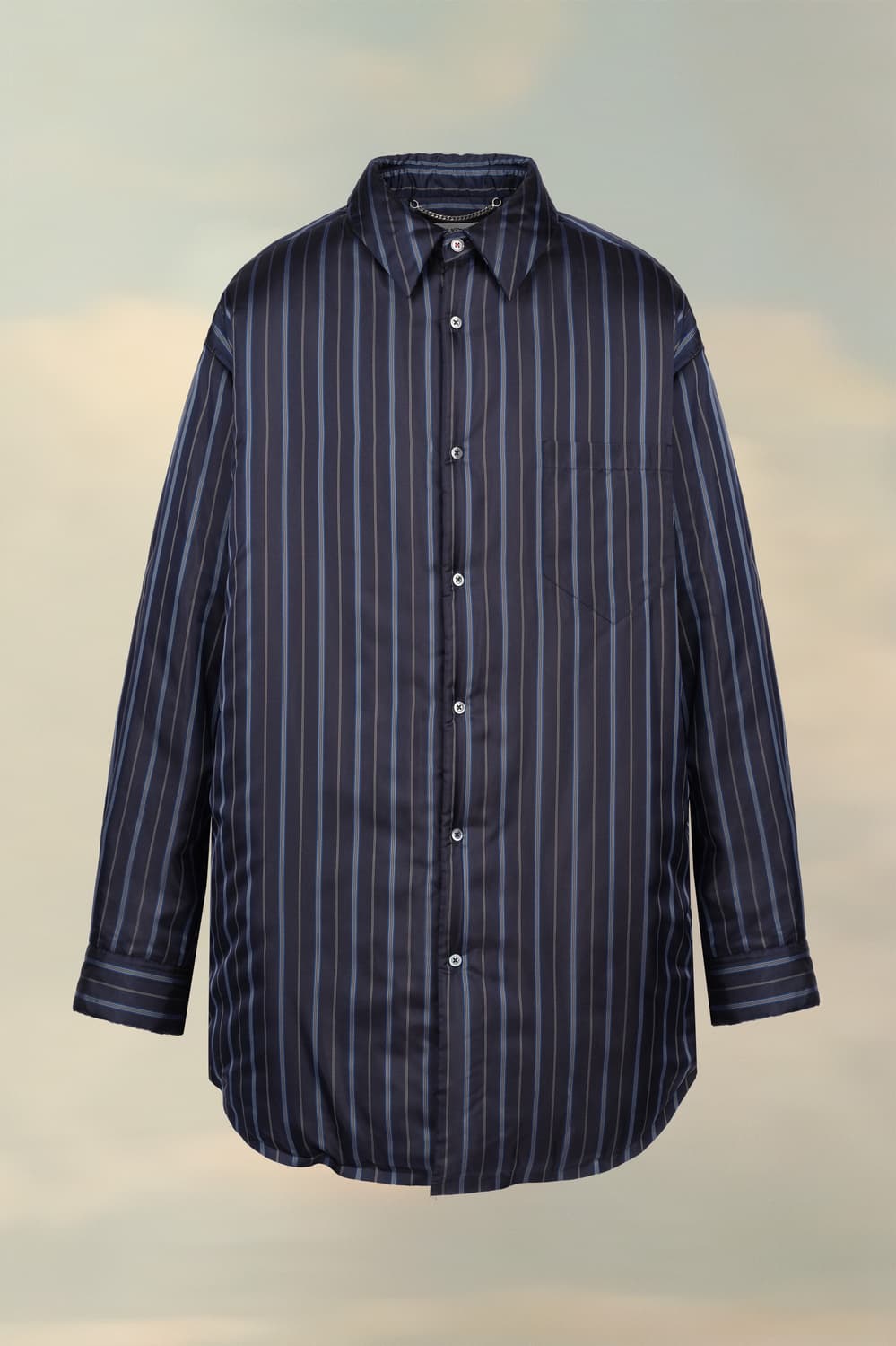 메종 마르지엘라 패디드 셔츠 네이비 스트라이프 40사이즈 상품이미지1