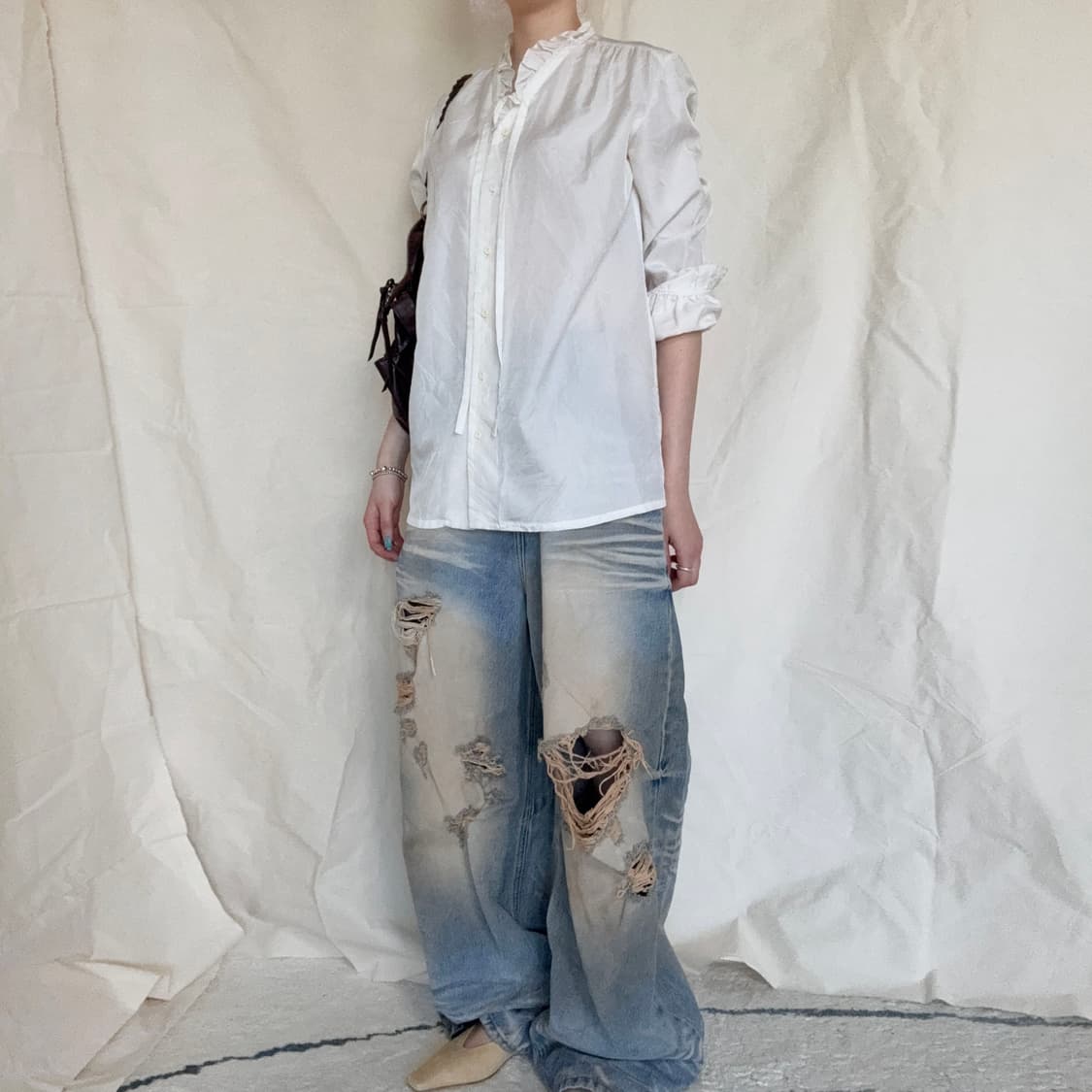 Ruffle Collar Long Sleeve Shirt  상품이미지4
